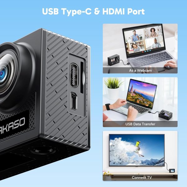 AKASO Brave 4 Action Camera 4K 30fps with 64GB MicroSD U3 Card Bicycle Helmet Accessories Kit Bundle, 20MP Ultra HD 131FT Waterproof Underwater Camera EIS WiFi Remote Control 5X Zoom Sport Cameras - Image 8