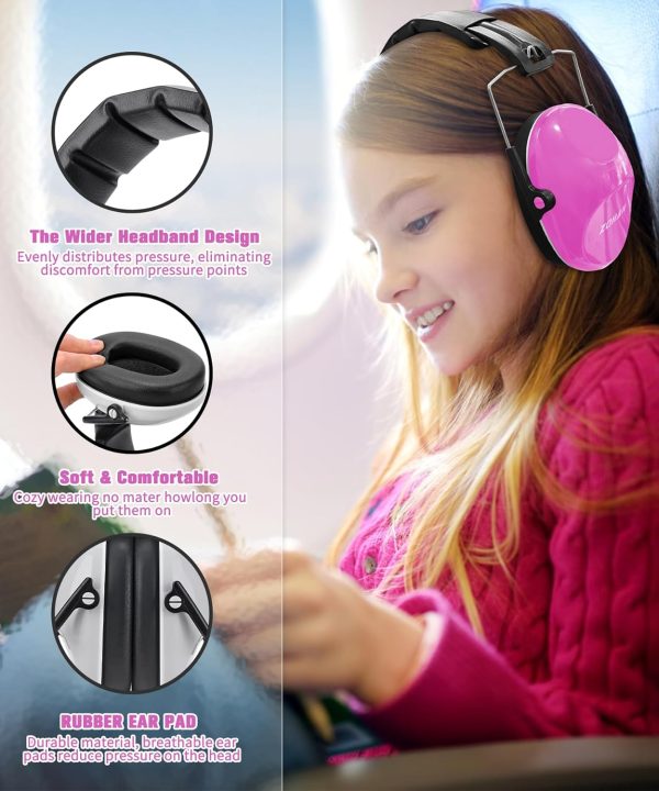 ZOHAN 032 Kids Noise Canceling Headphones - 25dB NRR Kids Ear Protection Earmuffs for School, Monster Jam, Fireworks, Travel, Air Show, Concert, Autism - Pink - Image 3