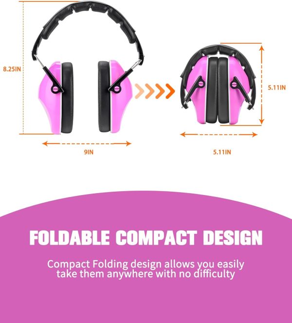 ZOHAN 032 Kids Noise Canceling Headphones - 25dB NRR Kids Ear Protection Earmuffs for School, Monster Jam, Fireworks, Travel, Air Show, Concert, Autism - Pink - Image 4