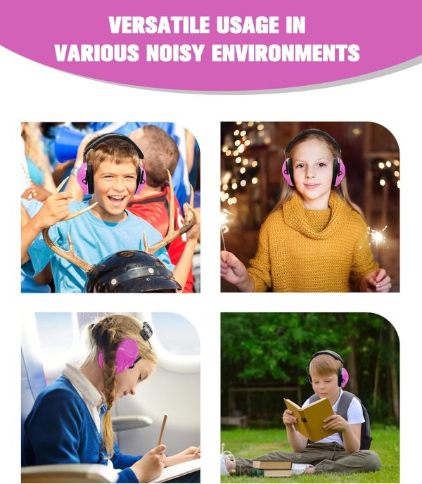 ZOHAN 032 Kids Noise Canceling Headphones - 25dB NRR Kids Ear Protection Earmuffs for School, Monster Jam, Fireworks, Travel, Air Show, Concert, Autism - Pink - Image 5