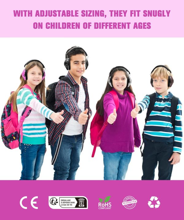 ZOHAN 032 Kids Noise Canceling Headphones - 25dB NRR Kids Ear Protection Earmuffs for School, Monster Jam, Fireworks, Travel, Air Show, Concert, Autism - Pink - Image 6